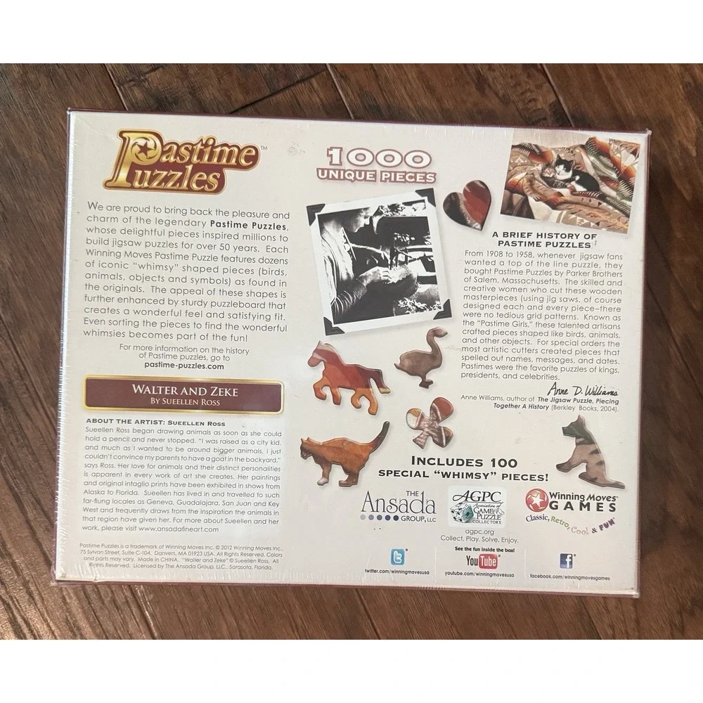NEW Pastime 1000 Pc Jigsaw Puzzle WALTER ZEKE Cats w/ Special Whimsy Pieces 2012